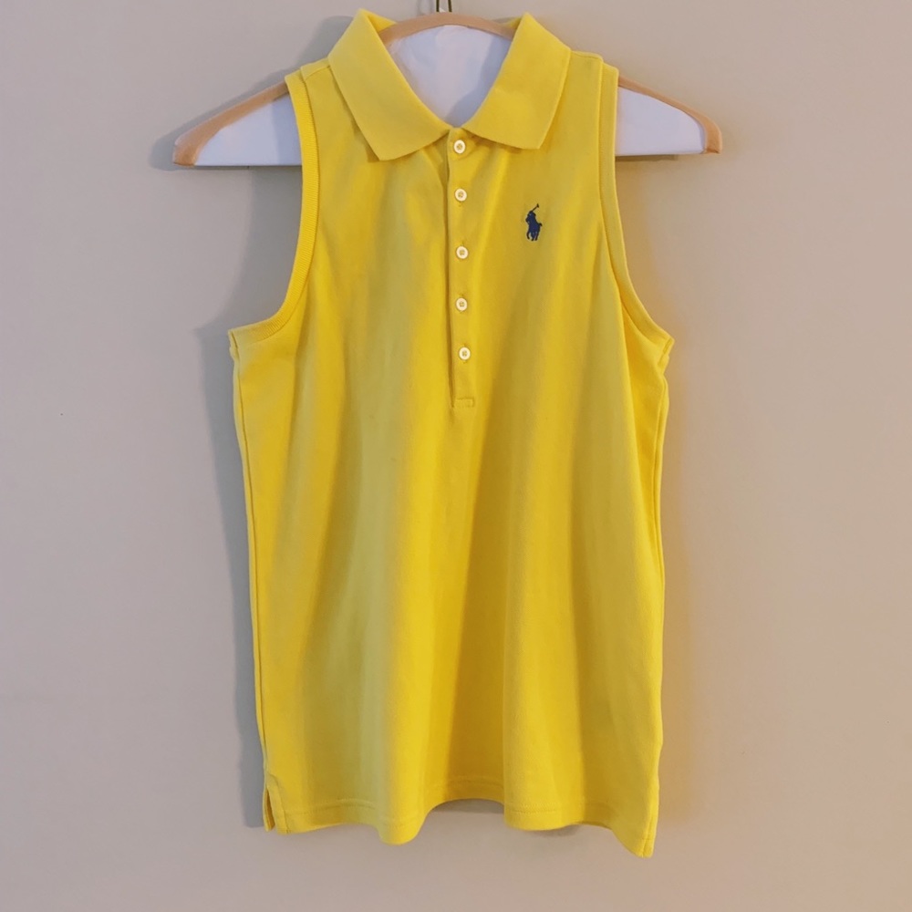 Yellow Sleeveless button down polo sleeveless tank